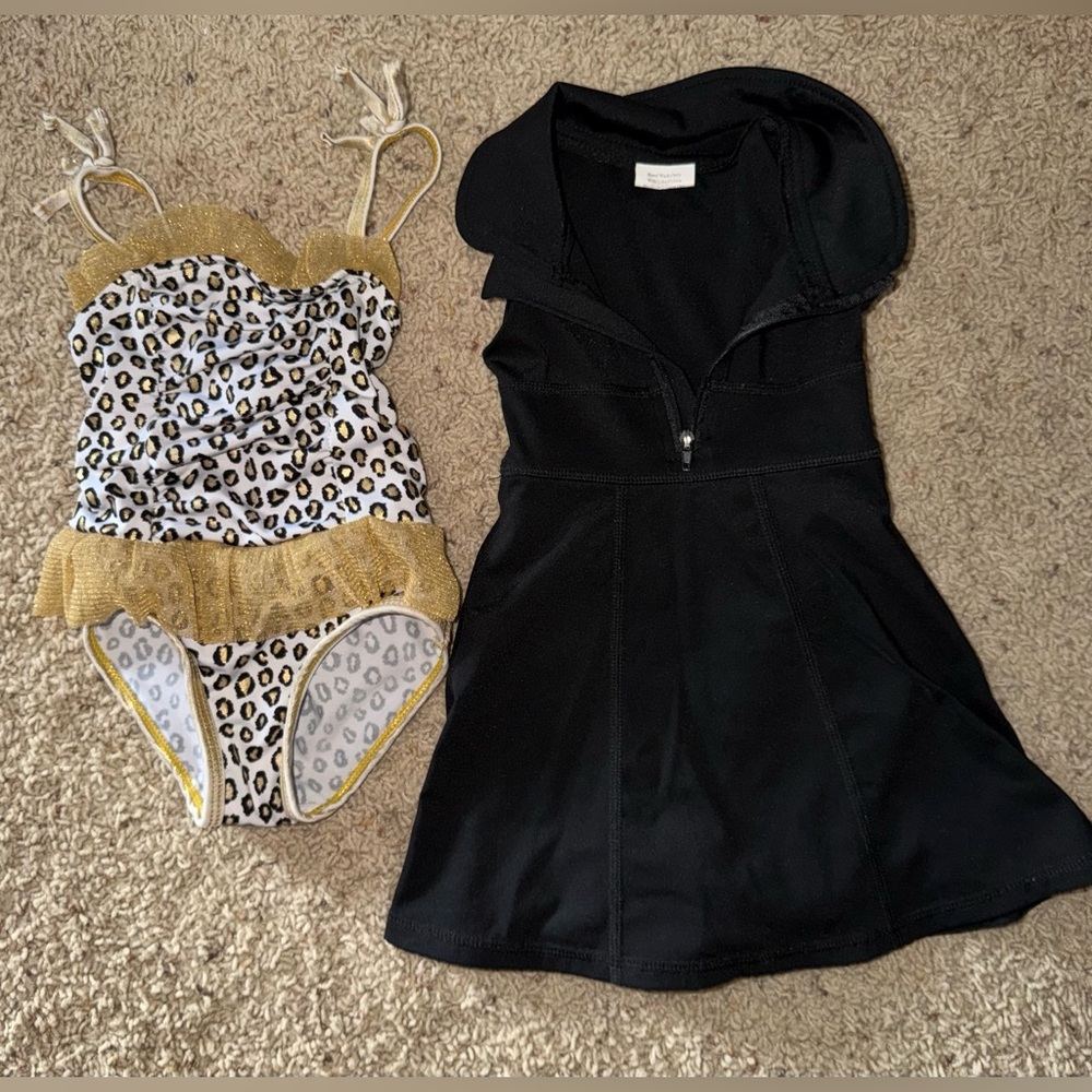 Leopard Print Swimsuit and Black Dress Set